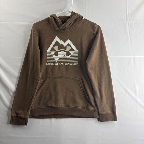 Under Armour Other - Under Armor Youth Large Brown Long Sleeve Fleece Hoodie Athletic Gym Casual